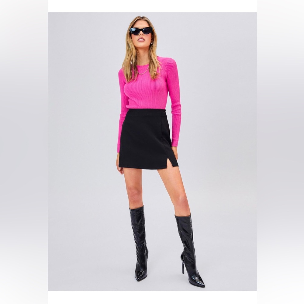 CIDER High Waist Zip Up Slit Mini Skirt XL